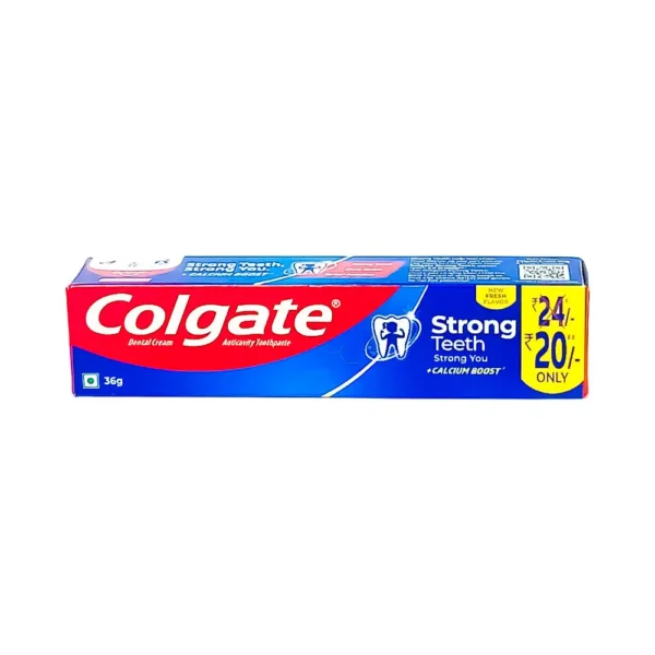 Colgate 36g, dental cream anticavity toothpaste, strong teeth strong you +calcium boost, new fresh flavor, ₹20 Only