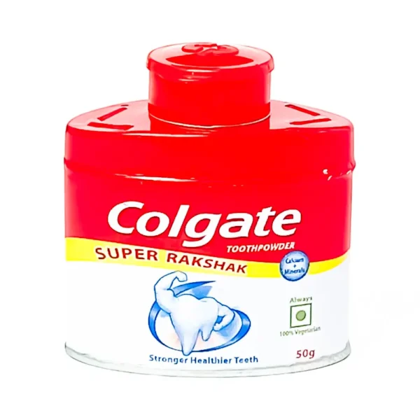 Colgate toothpowder 50g, super rakshak, calcium + minerals stronger healthier teeth always 100% vegetarian, ₹35