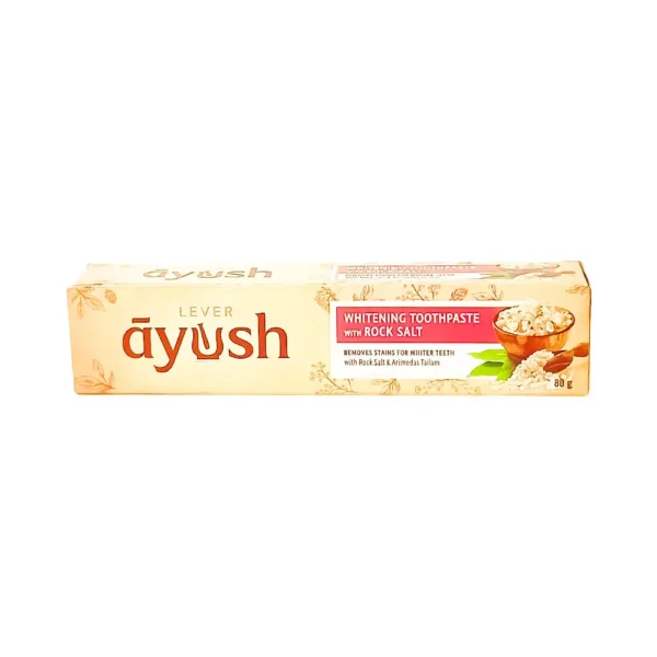 Lever ayush 80g, whitening toothpaste with rock salt, removes stains for whiter teeth with rock salt & arimedas tailam ₹60