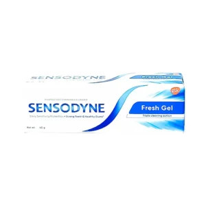 Sensodyne fresh gel 40g, triple cleaning action, daily sensitivity protection + strong teeth & healthy gums, dentist recommended brand, ₹80