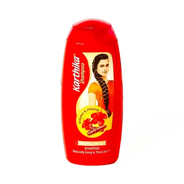 Karthika shampoo 35ml, shikakai & hibiscus hair fall shield shampoo naturally long & thick hair, ₹10