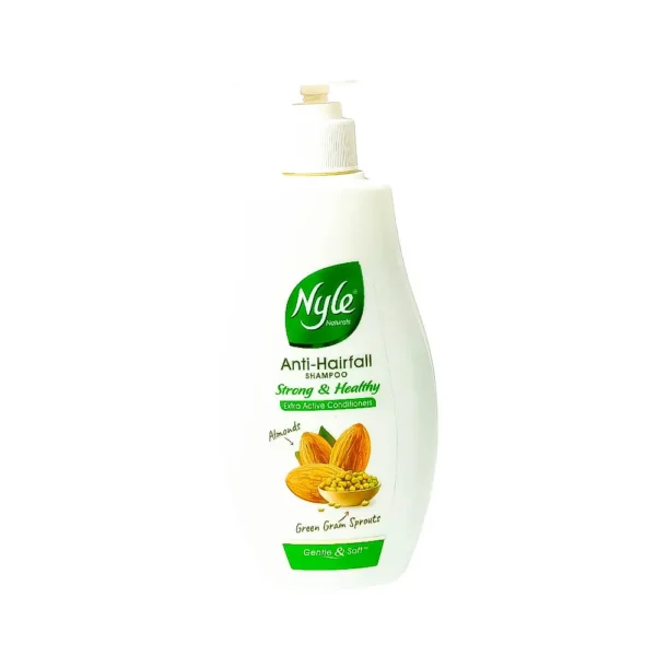 Nyle naturals anti hairfall shampoo 400ml, strong & healthy extra active conditioners almonds green gram sprouts gentle & soft, ₹232